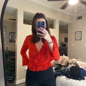 Urban outfitters orange crop top that ties